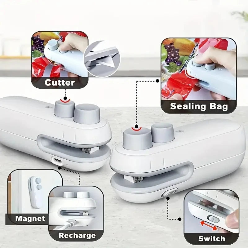 Mini Heat Bag Sealing Machine Package Sealer Bags Plastic Food Sealer Clip Bag Handheld Sealer Food Packaging Heat Sealer